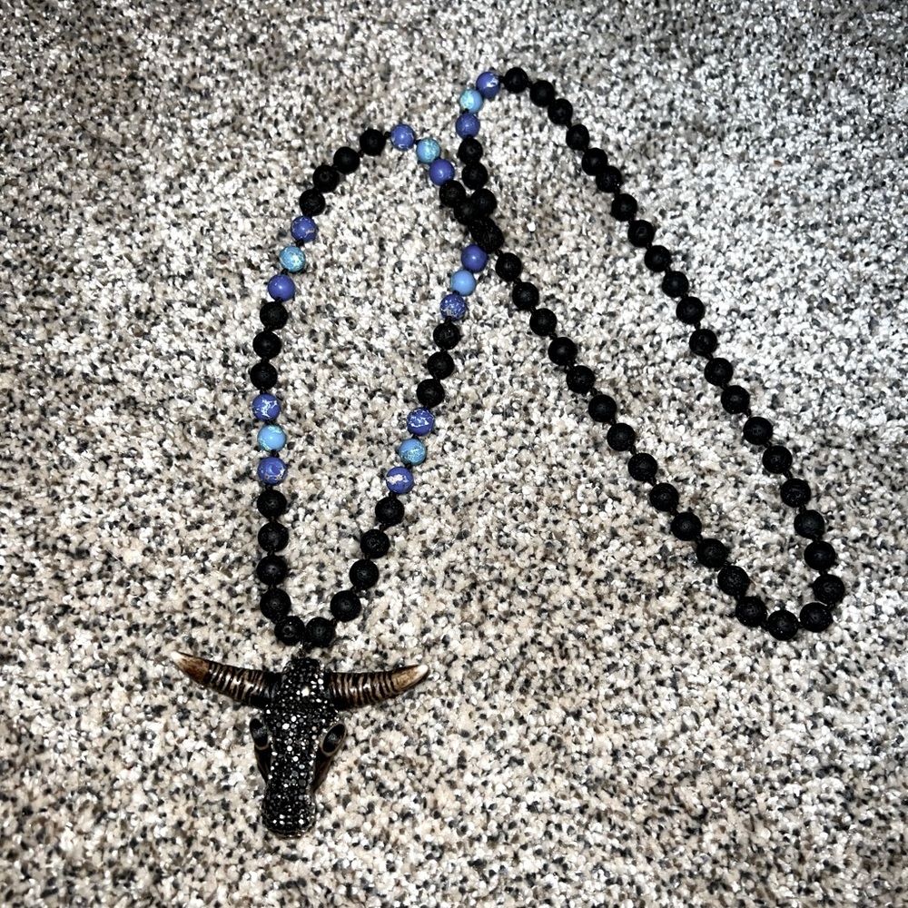 Bull Skull Lava Bead necklace